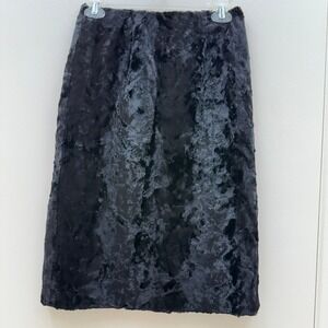 VTG Harolds Black Crushed Velvet Midi Skirt Womens 2 Formal Occasion Grunge Goth